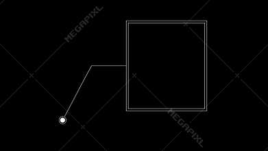 Animation elements HUD frame lines callout for text on black bg 4K