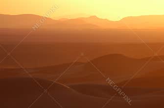 Sunset over the Sahara Desert