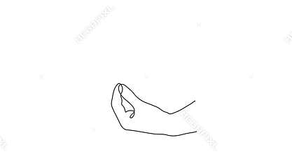 Hand holds musical note one line art animation, hand drawn continuous contour motion.