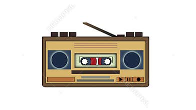 tape recorder 80s plays music, Retro old design ghetto blaster boombox radio cassette