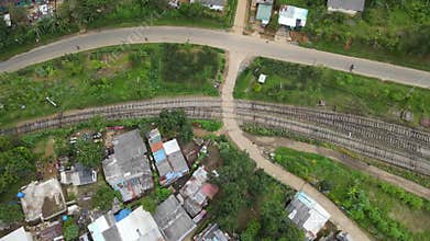 Beautiful scenery with small village amidst the beautiful tea hills