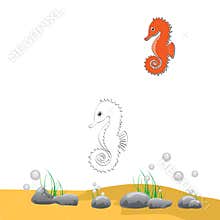 Ocean Life Fun: Color and Learn with Seahorse Activity Sheet