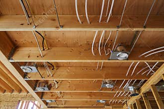 New home construction lights and ceiling, detail