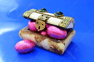 Chest with Chocolate Easter Eggs