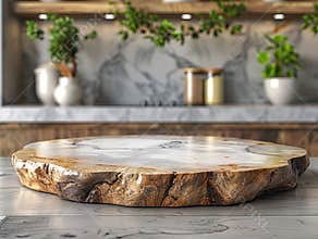 Kitchen background top counter interior wood blur home wooden empty room light white. Top kitchen product background