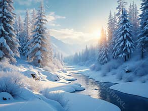 Winter Snow-Covered Landscape