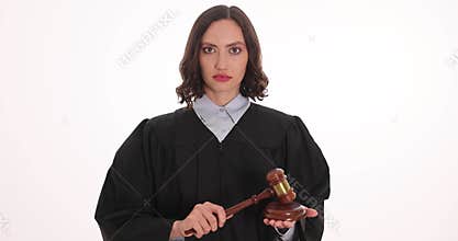 Strict woman judge bangs gavel after pronouncing verdict