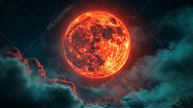 Exploring Eerie Hall under a striking blood moon at night with stunning cloud formations