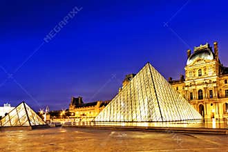 Glass pyramid and the Louvre museum