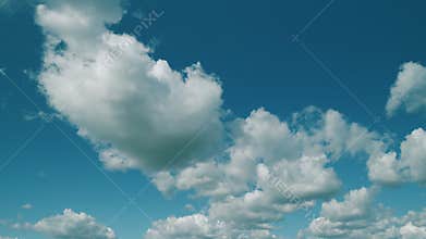 Blue Sky Background And White Clouds Soft Focus. Blue Sky Is Covered By White Clouds.