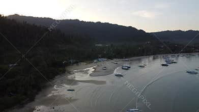 Philippine Paradise: Aerial Drone Views of Stunning Sunsets, Sunrises, and Tropical Beaches with Palm Trees
