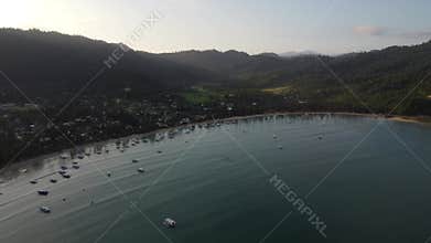 Philippine Paradise: Aerial Drone Views of Stunning Sunsets, Sunrises, and Tropical Beaches with Palm Trees