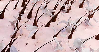 A 3D rendering of the blown away keratinized layer of skin leaving a clean layer of hairline behind