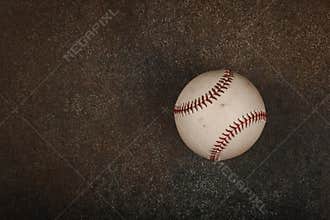 Close up one baseball ball on dark background