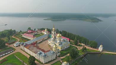 Aerial view on monastery and Seliger lake