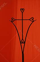 Iron cross on red background