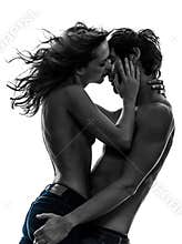stylish couple lovers topless lovers silhouette