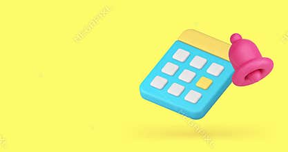 Calendar event agenda reminder deadline notification time management 3d icon animation realistic