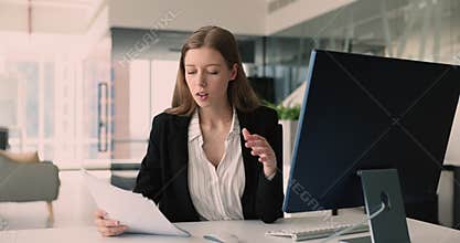 Woman prepare report or data analysis found mistake feels stressed