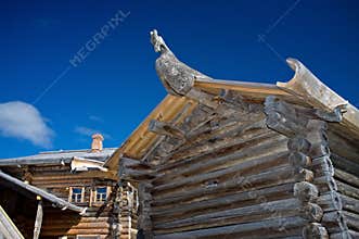 Russian log house with skate