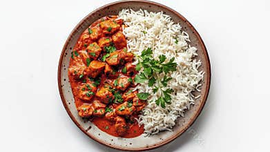Delicious Chicken Curry With Basmati Rice and Fresh Herbs