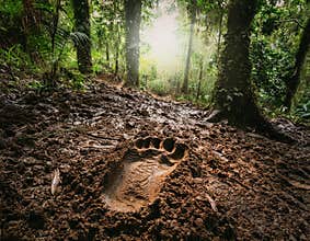 Cryptozoology Evidence Large Footprint in Muddy Forest Bigfoot Tracks of Mysterious Creature
