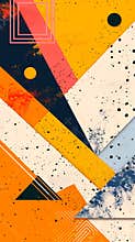 Abstract geometric art in vibrant colors with circles and triangles. Concept of modern design, geometric patterns