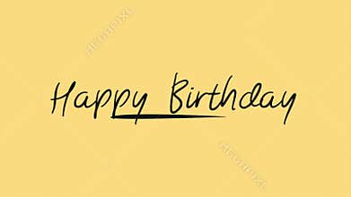 Cheerful Happy Birthday message in cursive on yellow background