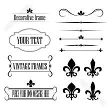 Set of calligraphic flourish design elements, borders and frames - fleur de lis vol 3