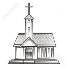 Church in engraving style