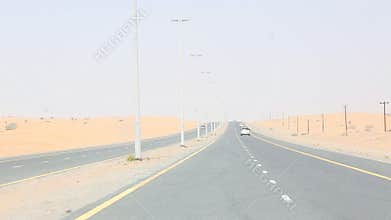 Driving on desert highway