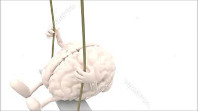 Brain an heart with arms and legs on a swing