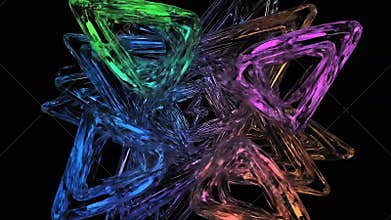 Chromatic Triangle Torus Rotation on Black Background Digital Art Concept Visual Abstract Motion Graphics Animation Resource for