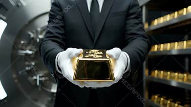 Banker Holding Gold Bar ai generated