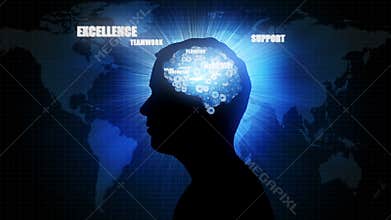 Business brain: businessman silhouette