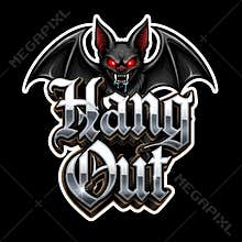 Hang Out gothic bat design with dark fantasy typography