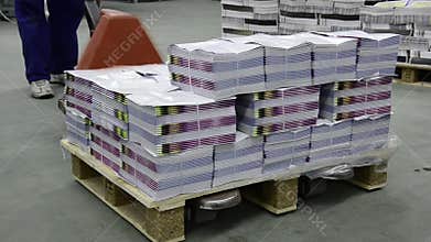 Pallet truck trolley carrying printed material