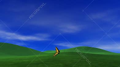 Green Grassy Hills & Blue Sky