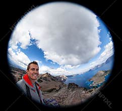 Fish-Eye Selfie at Crater Lake
