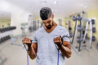 Man exercising in gym