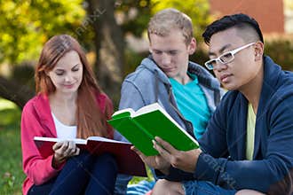 Diverse students on fresh air