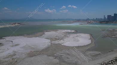 reclamation transforming coastal development. Magic aerial view drone