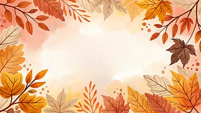 Beautiful modern watercolor background in warm fall tones for seasonal use