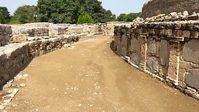 Ancient stupa walkway showing Gandhara spiritual culture