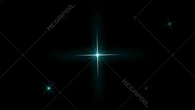 Shining star sparkle animation with glowing twinkling light effects on a dark black background