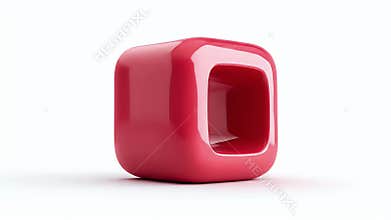 Modern Red Cube Design with Rounded Corners and Hole