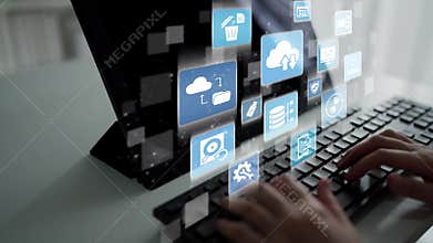 Data backup cloud system network connection concept Funnel