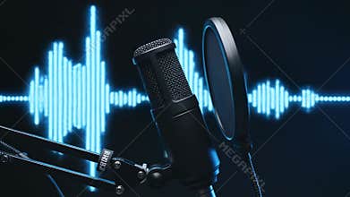 Professional condenser microphone capturing sound waves