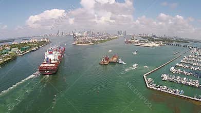 Industrial ship aerial view