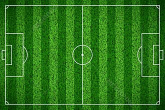 Soccer grass field top view. Green pitch. Sport stadium for baseball or football. Realistic turf texture background